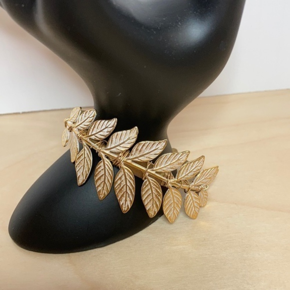 Metal leaf bracelet cuff